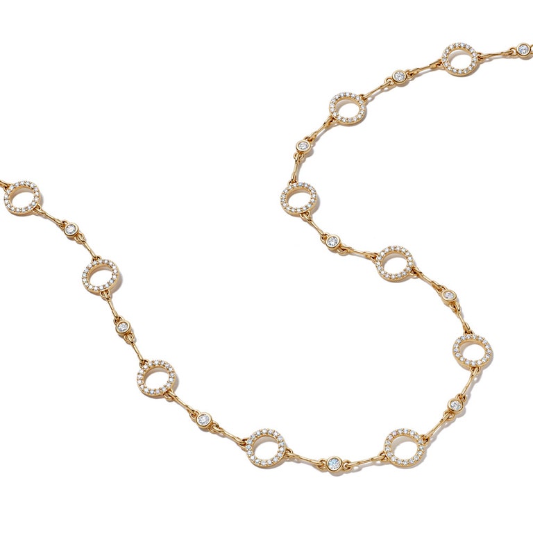 solid 14ct yellow gold choker necklace with diamonds