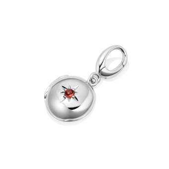 Silver Biography January Birthstone Garnet Locket Charm