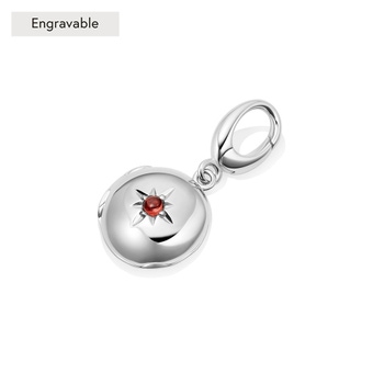 Silver Biography January Birthstone Garnet Locket Charm