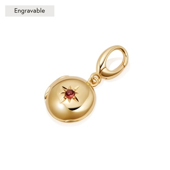 Gold Biography January Birthstone Garnet Locket Charm