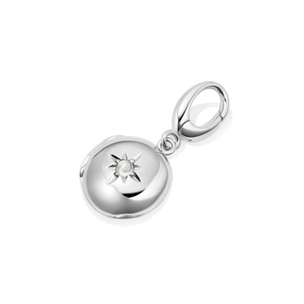 Silver Biography June Birthstone Moonstone Locket Charm