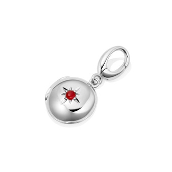 Silver Biography July Birthstone Carnelian Locket Charm