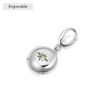 Silver Biography August Birthstone Peridot Locket Charm