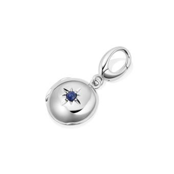 Silver Biography September Birthstone Lapis Locket Charm
