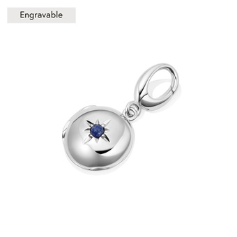 Silver Biography September Birthstone Lapis Locket Charm
