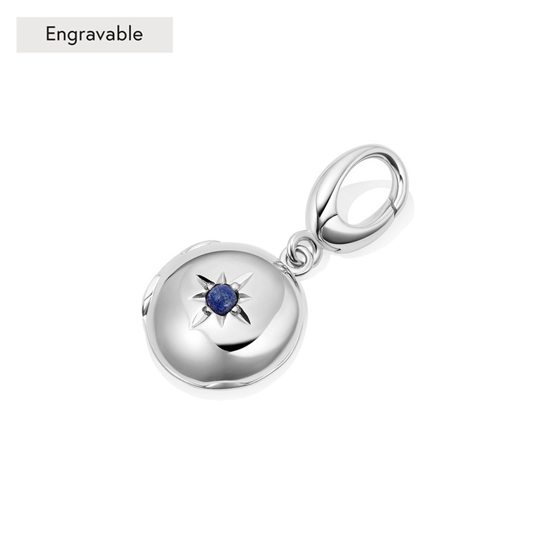 Silver Biography September Birthstone Lapis Locket Charm