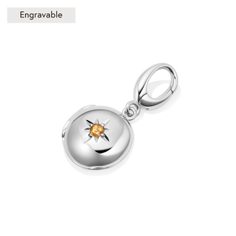 Silver Biography November Birthstone Citrine Locket Charm
