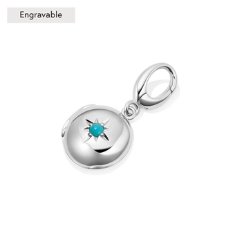 Silver Biography December Birthstone Turquoise Locket Charm