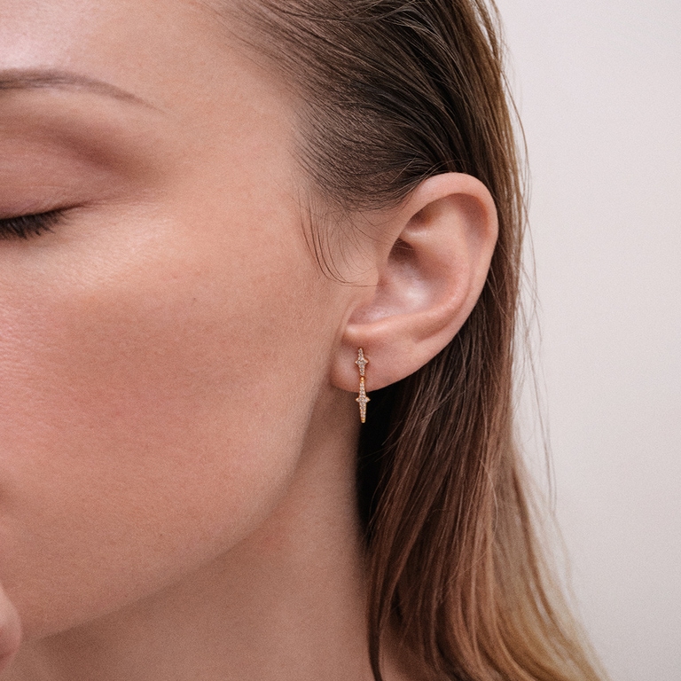 Gold Luna Light Drop Stud Earrings