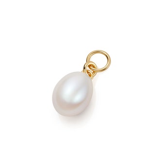 Gold Biography White Pearl Earring Charm