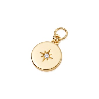 Gold Biography Star Set Disc Earring Charm