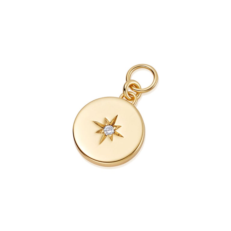 Star Set Disc Biography Earring Charm IN YELLOW GOLD VERMEIL