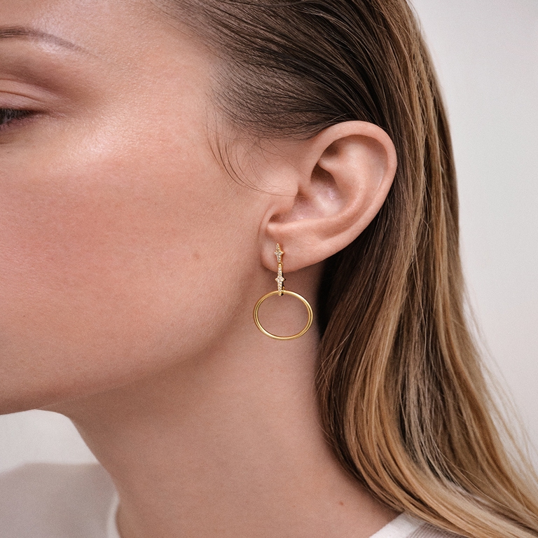 Gold Luna Light Front Facing Hoop Earrings