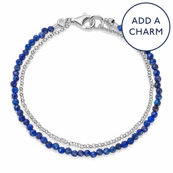 Silver Biography Lapis Bracelet