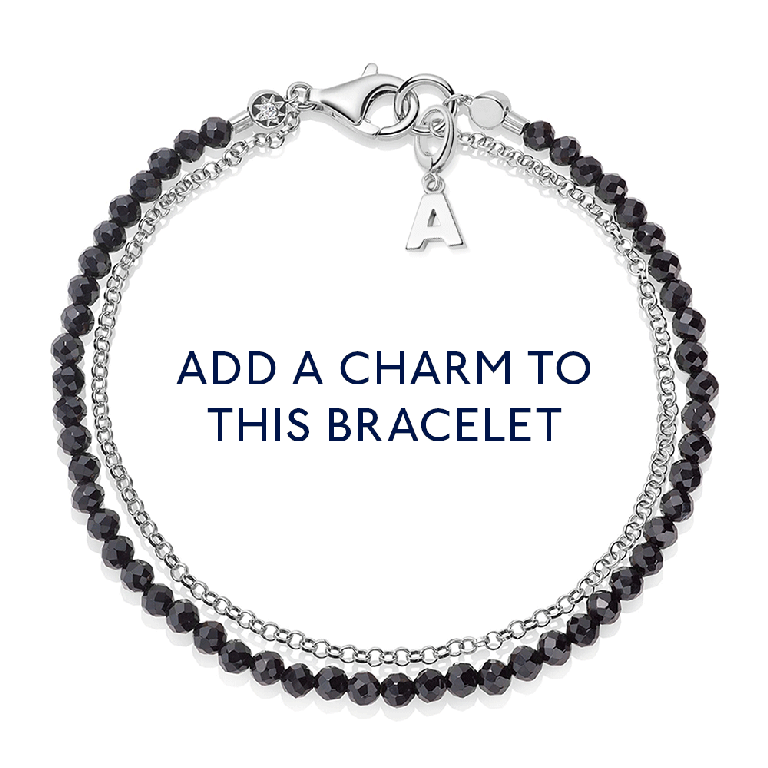 Silver Biography Black Spinel Bracelet