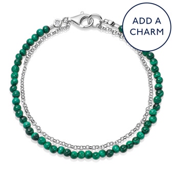 Silver Biography Malachite Bracelet
