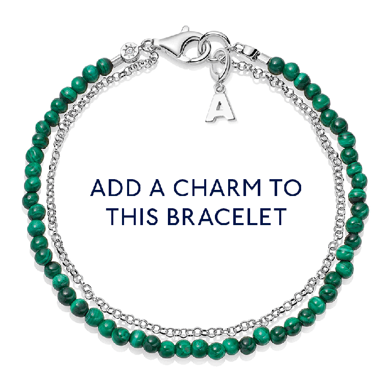 Silver Biography Malachite Bracelet
