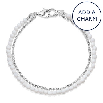 Silver Biography White Agate Bracelet