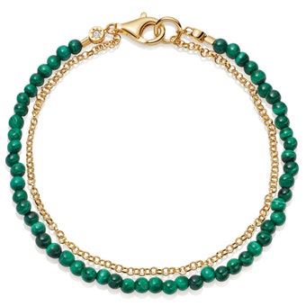 Gold Biography Malachite Bracelet