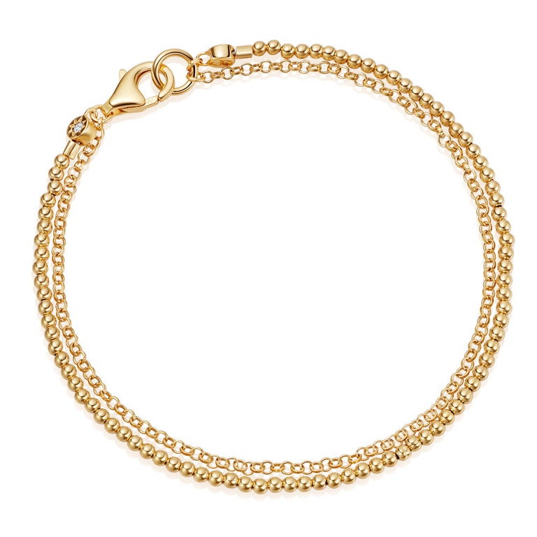 Round Bead Biography Bracelet IN Yellow GOLD VERMEIL