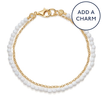 Gold Biography White Agate Bracelet