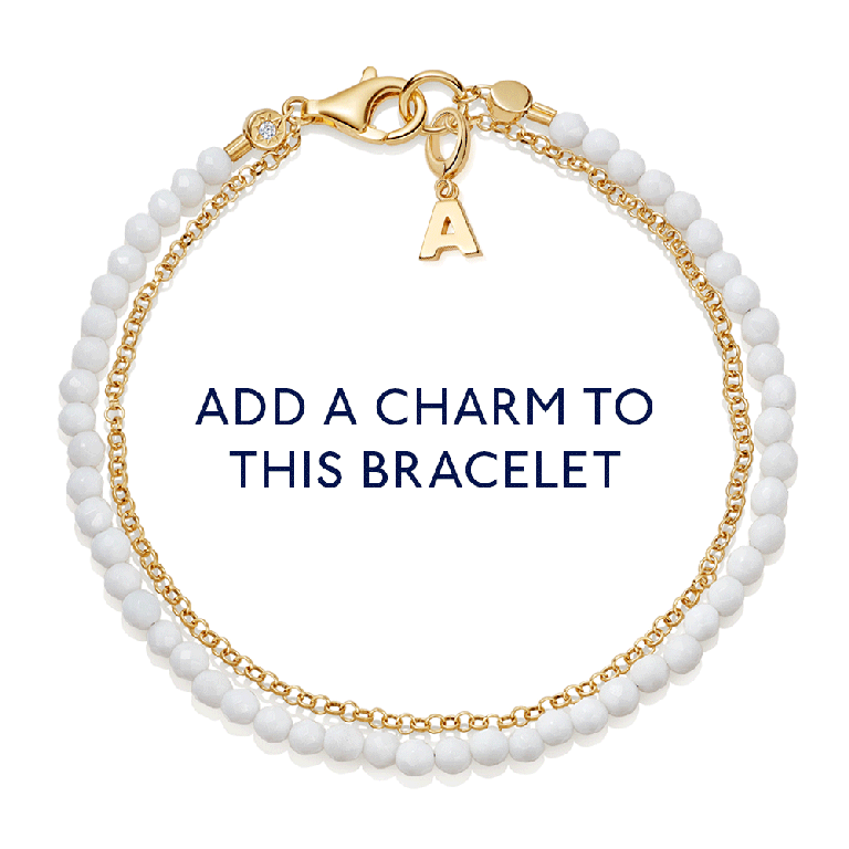 Gold Biography White Agate Bracelet