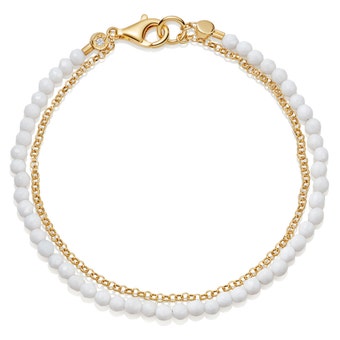 White Agate Biography Bracelet IN Yellow GOLD VERMEIL
