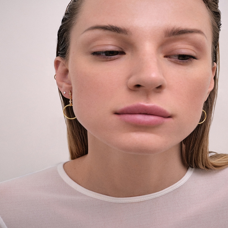 Gold Luna Light Front Facing Hoop Earrings