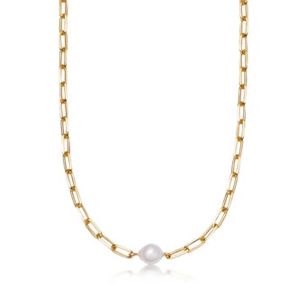Gold Celestial Single Pearl Necklace