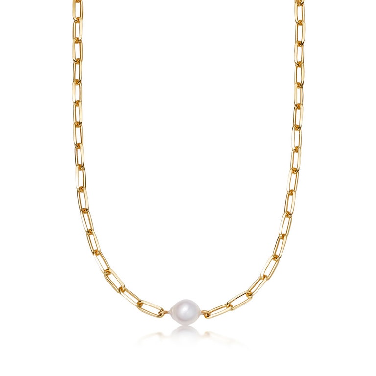 Gold Celestial Single Pearl Necklace