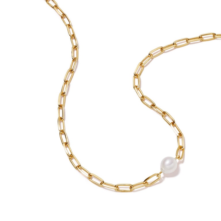 Gold Celestial Single Pearl Necklace