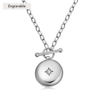 Silver Biography T-Bar Locket Necklace