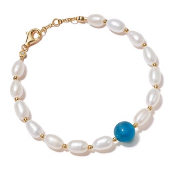 Gold Stilla Pearl and Apatite Bracelet