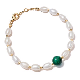 Gold Stilla Pearl and Malachite Bracelet