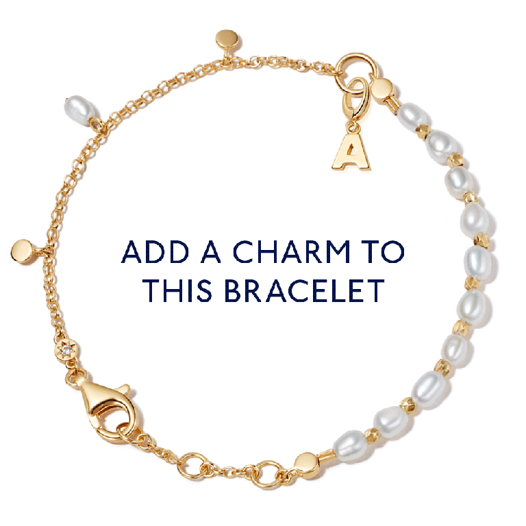 Gold Biography Pearl Charm Bracelet