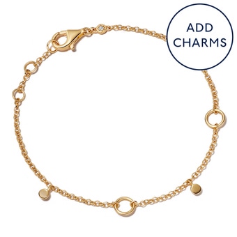 Gold Biography Two Station Charm Bracelet