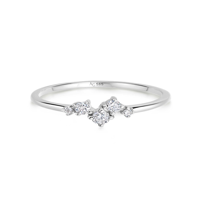 Solid White Gold Diamond Cluster Promise Ring