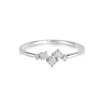 Solid White Gold Diamond Cluster Promise Ring