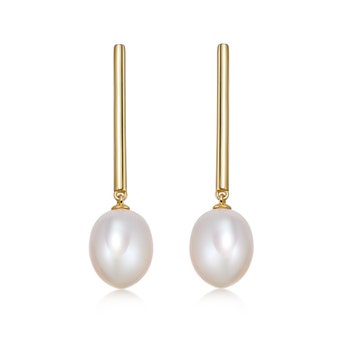 Biography Pearl Drop Studs in Yellow Gold Vermeil