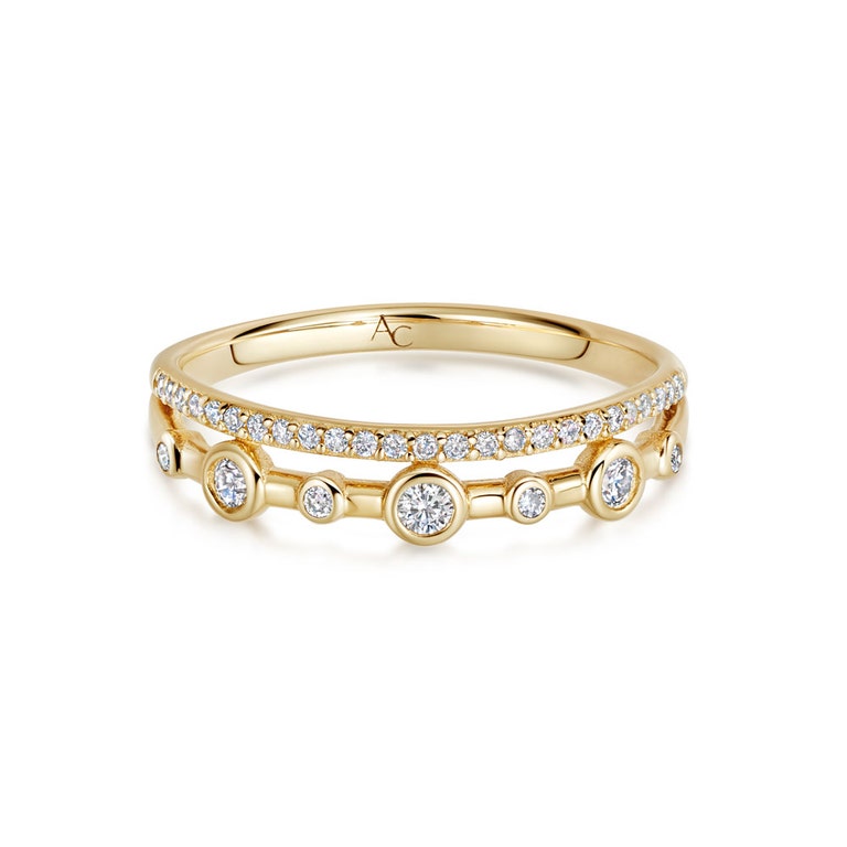 Solid Gold Icon Nova Pave Double Ring