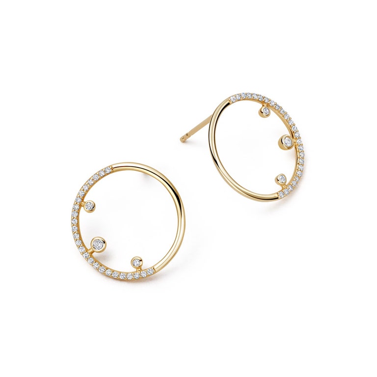 Solid Gold Lab Grown Diamond Pave Icon Nova Circle Earrings
