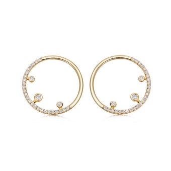Solid Gold Icon Nova Pave Circle Earrings