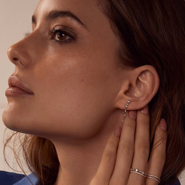 Solid Gold Icon Nova Triple Stud Chain Earrings