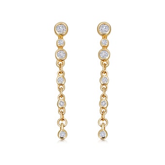 Solid Gold Icon Nova Lab Grown Diamond Triple Stud Chain Earrings