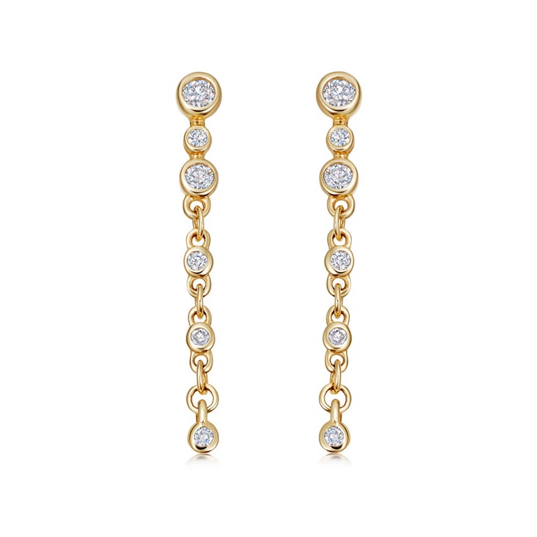 Solid Gold Icon Nova Triple Stud Chain Earrings
