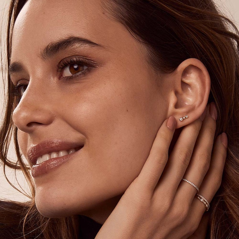 Solid Gold Icon Nova Triple Stud Earrings