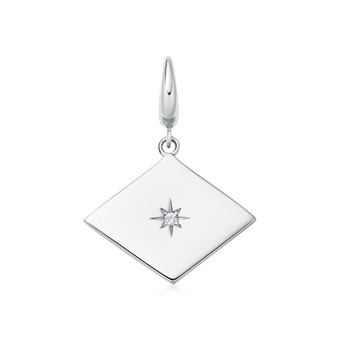 Silver Celestial Diamond Shape Engravable Disc Charm