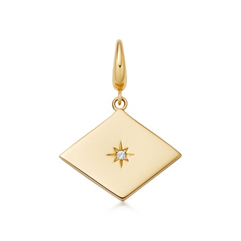 Gold Celestial Diamond Shape Engravable Disc Charm