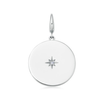 Silver Celestial Round Star Set Engravable Disc Charm