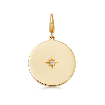 Gold Celestial Round Star Set Engravable Disc Charm